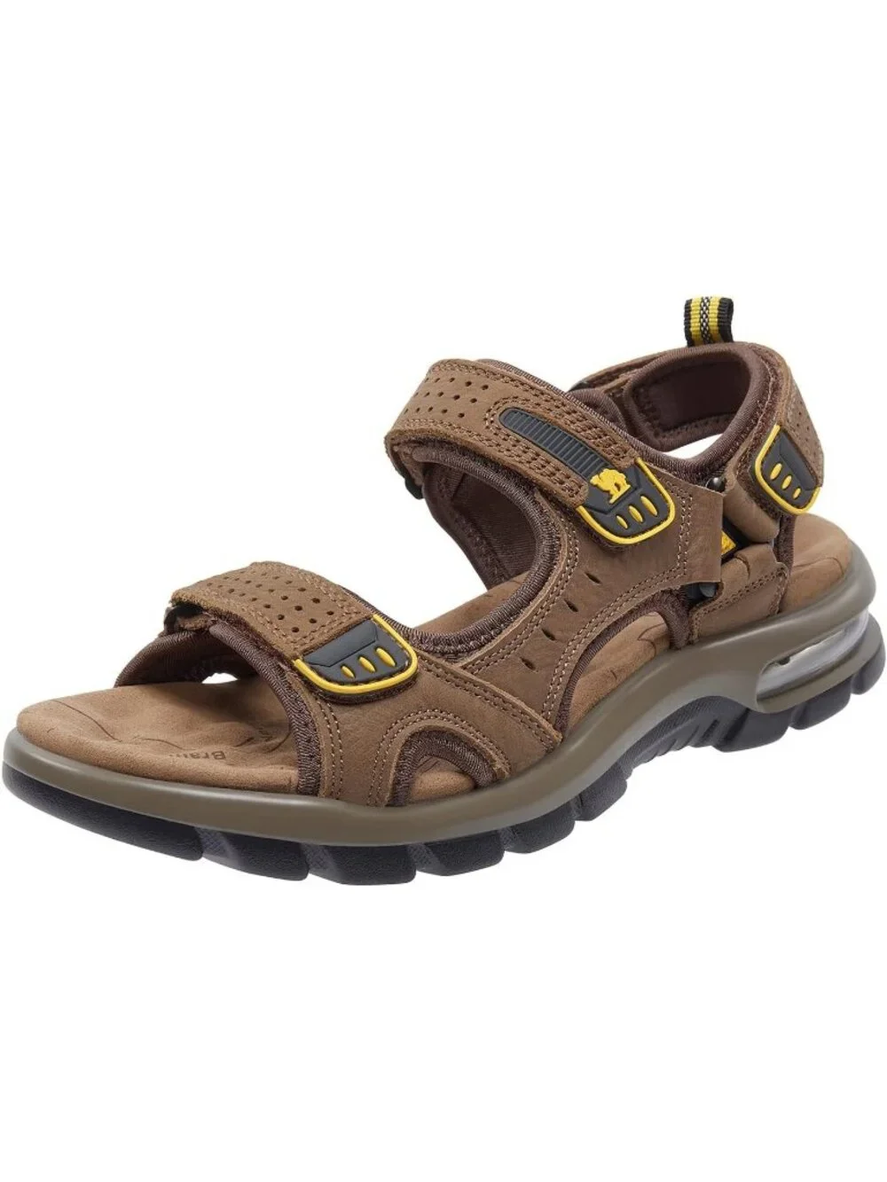 Men's Coffee Brown Athletic Outdoor Leather Solid Waterproof Hiking Sandal Shoes